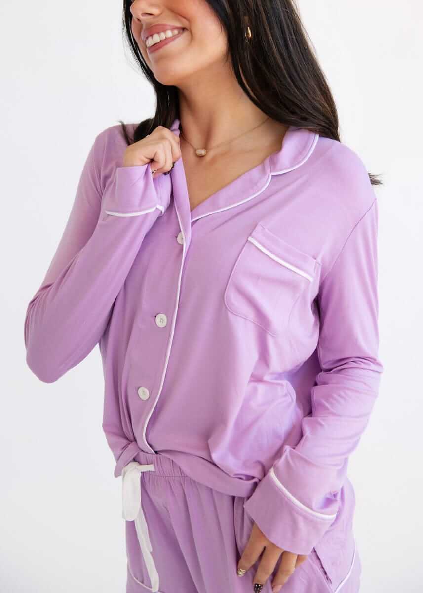 Middle of the Night Button Up Shorts - Lilac - Image 4