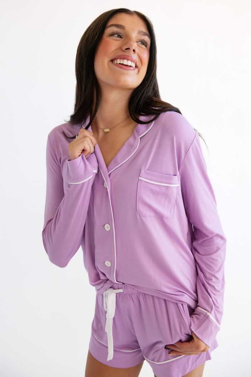 Middle of the Night Button Up Shorts - Lilac - Image 5